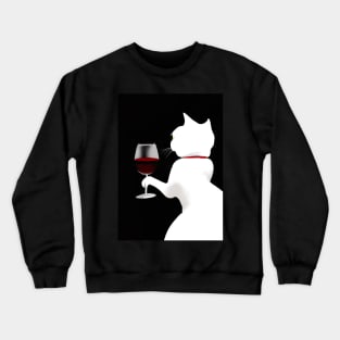 Cat with Wine Crewneck Sweatshirt